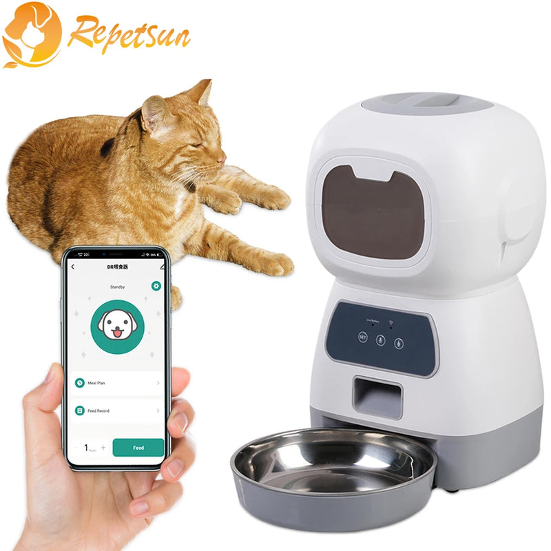 3.5L Alimentador Automático Pet Para Gatos WiFi Inteligente Swirl Alimentador Lento Do Cão Com Gravador De Voz Grande Capacidade Timing Cat Food Dispenser